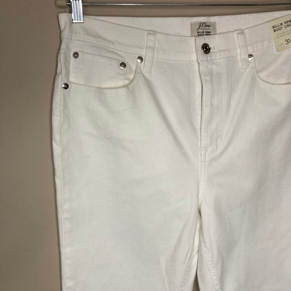 NWT J. Crew Billie Demi Boot Crop Jeans White High Waist Stretch Denim  Size  31 - Picture 15 of 16